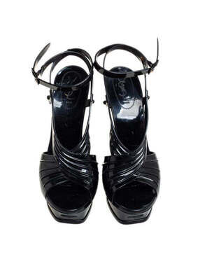 YSL Black Tribute Platform Sandals
